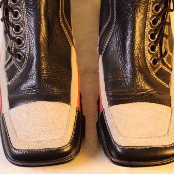 Donald J. Pliner Black and Red Leather Boots - Picture 4 of 15